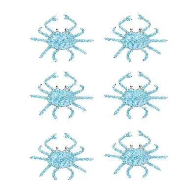 Kirkland's Beaded Crab Napkin Rings In Blue