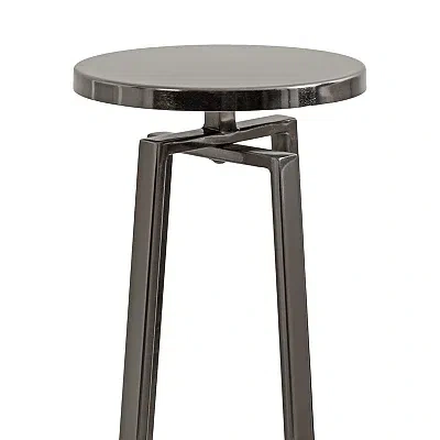 Kirkland's Round Zia Pewter Metal Accent Table In Gray