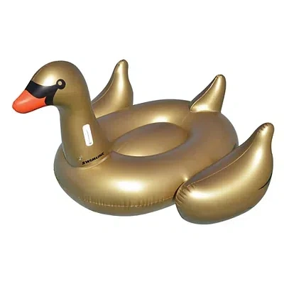 Kirkland's Giant Gold Swan Inflatable Pool Float In Multi