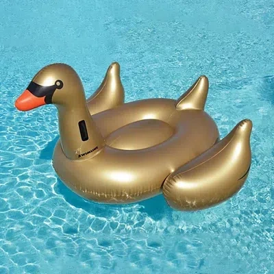 Kirkland's Giant Gold Swan Inflatable Pool Float In Multi