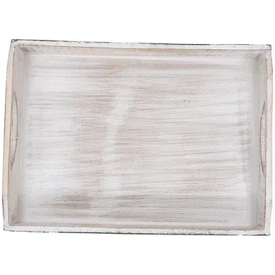 Kirkland's Brushed White Chevron Carved Trays In White
