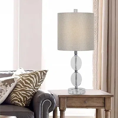 Kirkland's Hourglass Crystal And Silver Metal Table Lamp In Silver