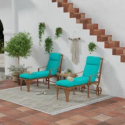 Kirkland's Canvas French Edge Chaise Cushion In Blue