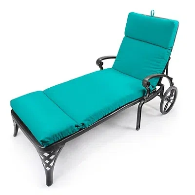 Kirkland's Canvas French Edge Chaise Cushion In Blue