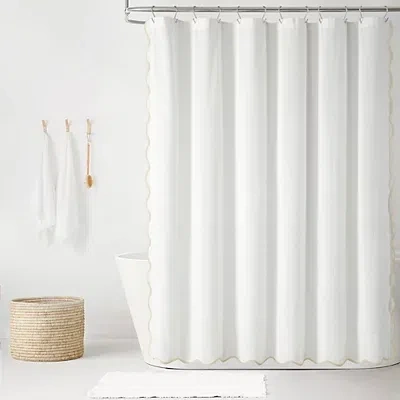 Kirkland's Neutral Scalloped Coastal Shower Curtain In Multi