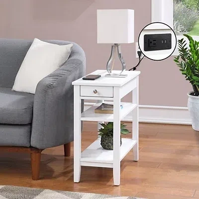 Kirkland's 2-shelf Charging Accent Table In White