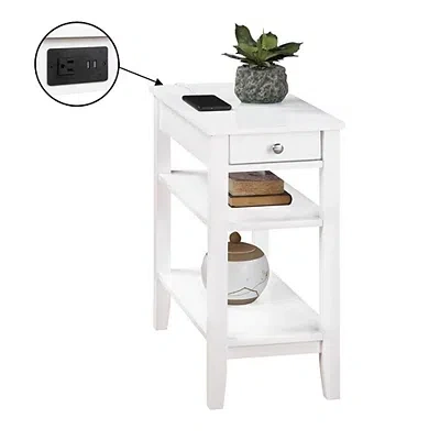 Kirkland's 2-shelf Charging Accent Table In White