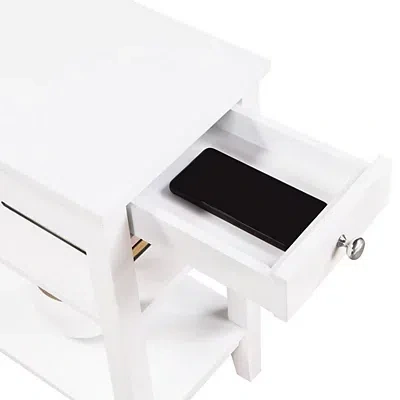 Kirkland's 2-shelf Charging Accent Table In White