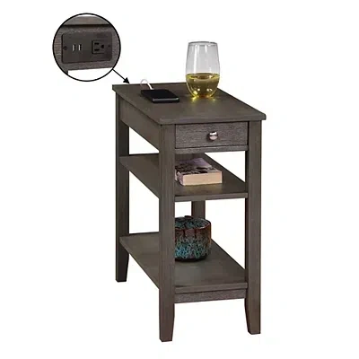 Kirkland's 2-shelf Charging Accent Table In Gray
