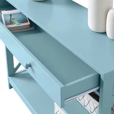 Kirkland's Light Blue X-frame 2-shelf Console Table In Blue