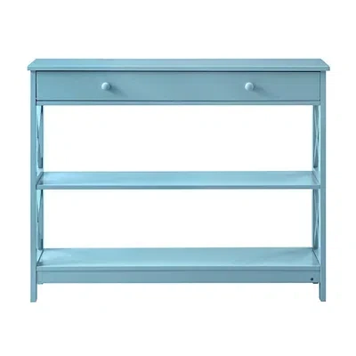 Kirkland's Light Blue X-frame 2-shelf Console Table In Blue