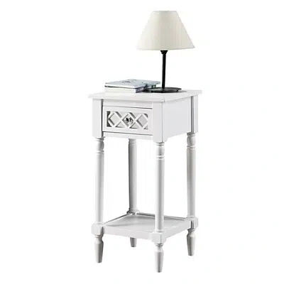 Kirkland's Mirrored Drawer Square Accent Table In White