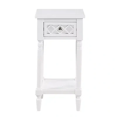 Kirkland's Mirrored Drawer Square Accent Table In White