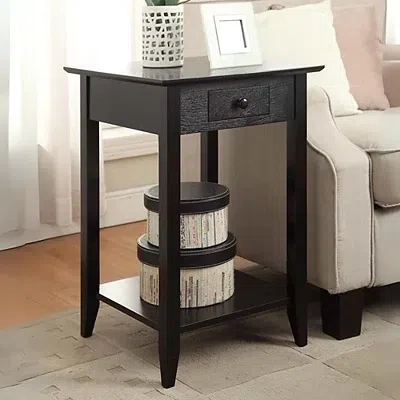 Kirkland's Single Drawer Square Accent Table In Black