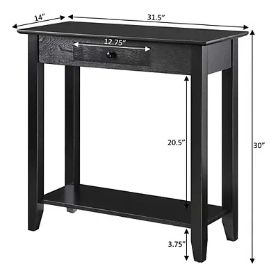 Kirkland's Slim Black Single Drawer Console Table In Black