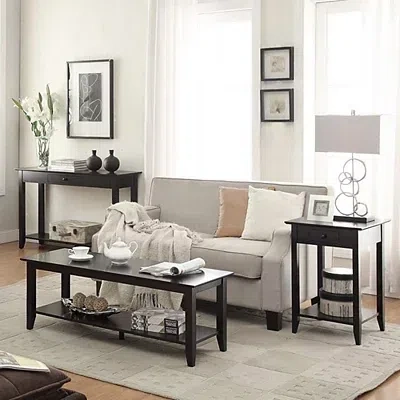 Kirkland's Long Black Single Drawer Console Table In Black