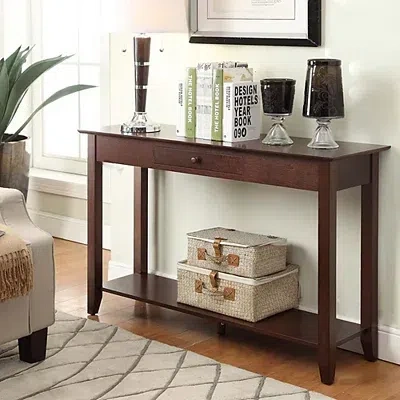 Kirkland's Long Brown Single Drawer Console Table In Brown