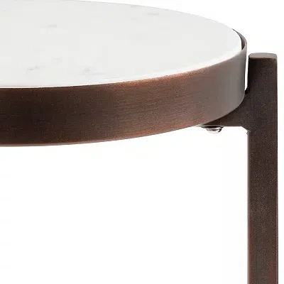 Kirkland's Angular Marble Accent Table In Gold