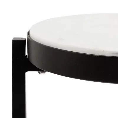 Kirkland's Angular Marble Accent Table In Black