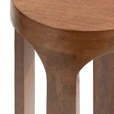 Kirkland's Walnut Round Wood Devon Accent Table In Brown