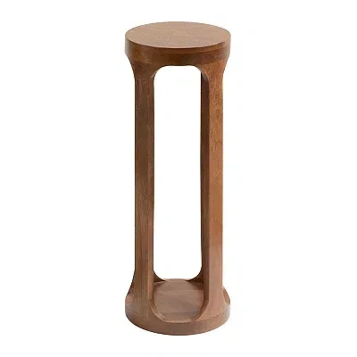 Kirkland's Walnut Round Wood Devon Accent Table In Brown