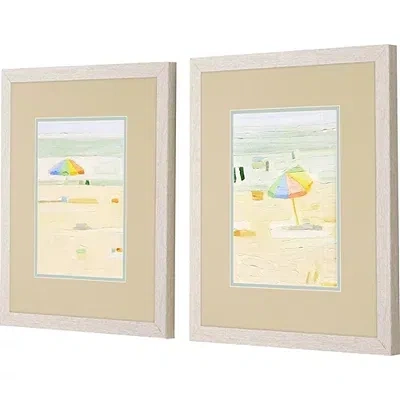 Kirkland's Pastel Beach Umbrella Framed Art Prints In Multi