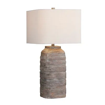 Kirkland's Textured Rectangle Shade Table Lamp In White