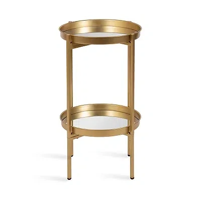 Kirkland's Round Gold Mirrored Foldable Accent Table In Gold