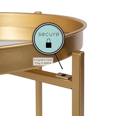 Kirkland's Round Gold Mirrored Foldable Accent Table In Gold