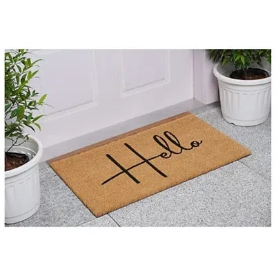 Kirkland's Simple Hello Script Doormat In Brown