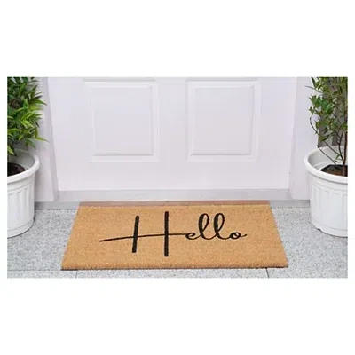 Kirkland's Simple Hello Script Doormat In Brown