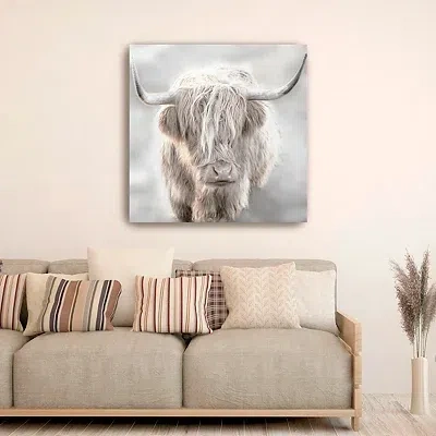 Kirkland's Solo Highland Cow Canvas Art Print In Gray