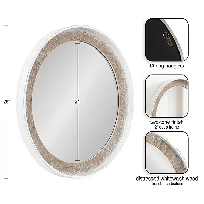Kirkland's Rustic Wood Round Wall Mirror In White