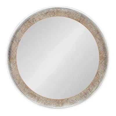 Kirkland's Rustic Wood Round Wall Mirror In White