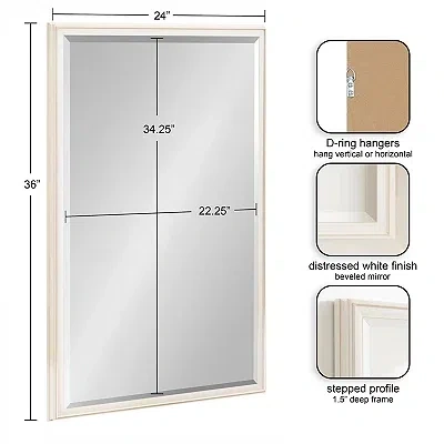 Kirkland's Oakhurst Rectangle Wall Mirror In White
