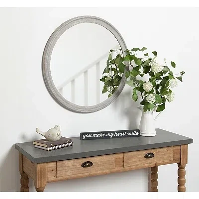 Kirkland's Round Gray Mansell Wood Wall Mirror In Gray