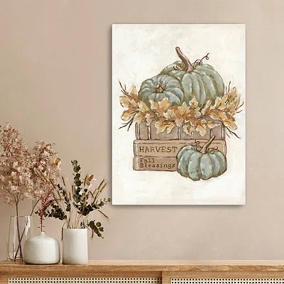 Kirkland's Pumpkin Book Stack Canvas Art Print In Multi