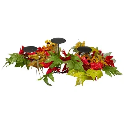 Kirkland's Sunflower And Leaves Candle Centerpiece In Multi