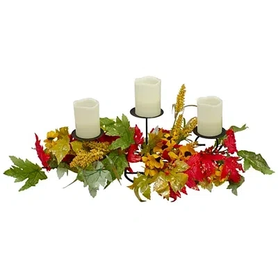 Kirkland's Sunflower And Leaves Candle Centerpiece In Multi