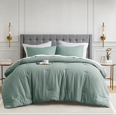 Kirkland's Waffle Weave Twin/twin Xl Comforter Set In Green