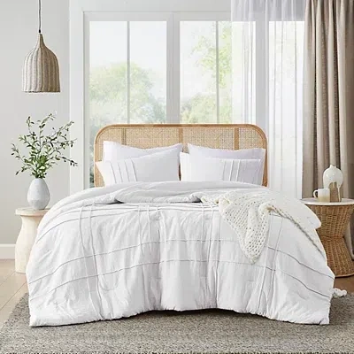 Kirkland's Pleated Grid Twin/twin Xl Comforter Set In White