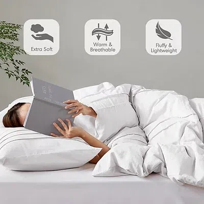 Kirkland's Pleated Grid Twin/twin Xl Comforter Set In White