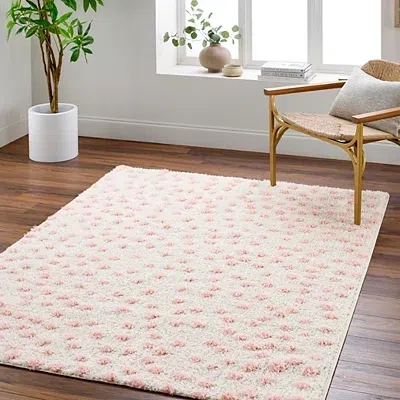 Kirkland's Plush Pink Dotted Area Rug In Multi