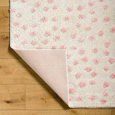 Kirkland's Plush Pink Dotted Area Rug In Multi