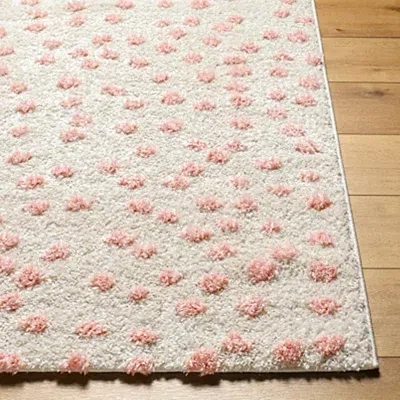 Kirkland's Plush Pink Dotted Area Rug In Multi
