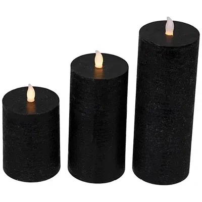 Kirkland's Led Flickering Pillar Candles In Black