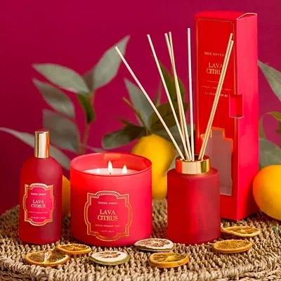 Kirkland's Lava Citrus 14 Oz. 3-wick Jar Candle In Pink