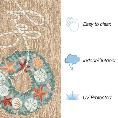 Kirkland's Joy Coastal Wreath Christmas Accent Rug In Multi