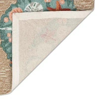 Kirkland's Joy Coastal Wreath Christmas Accent Rug In Multi