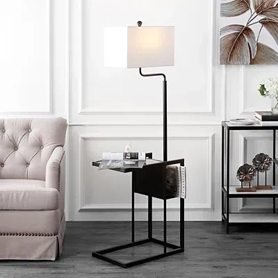 Kirkland's Metal Floor Lamp With Glass Tabletop In White